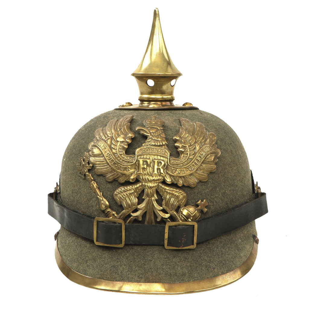 Original Imperial German WWI Prussian M1895 Infantry Ersatz Felt Pickelhaube Spiked Helmet - Filzhelm Original Items