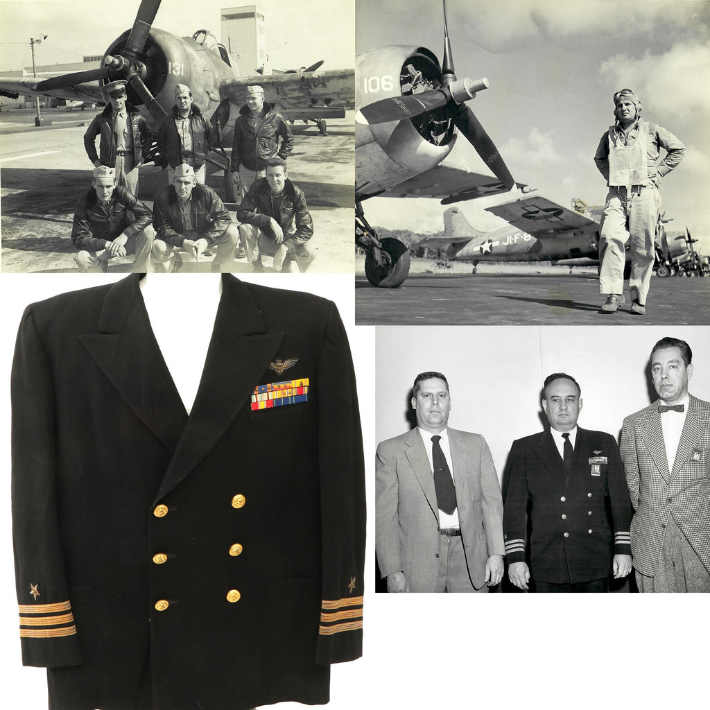Original U.S. WWII Navy Fighter Squadron VF-72 Highly Decorated Named Service Coat with Original Documents Original Items