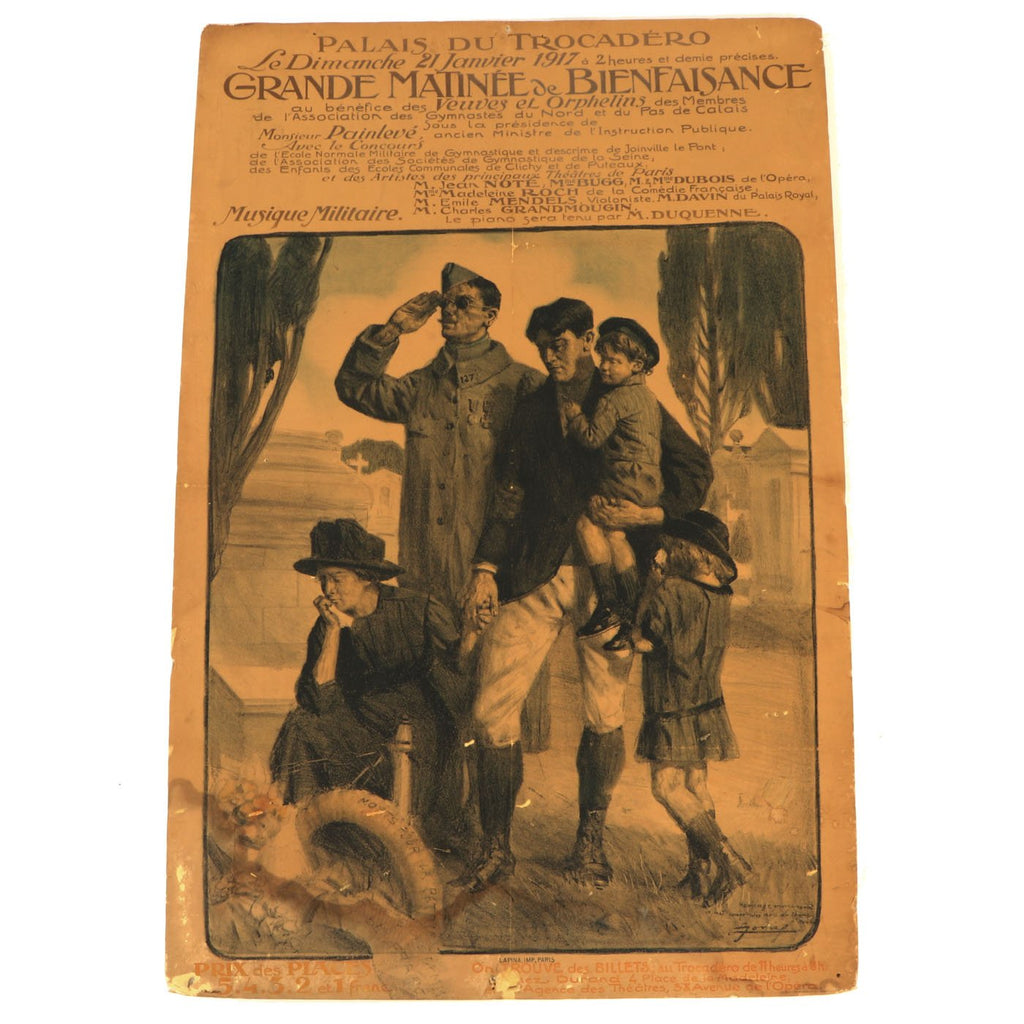 Original French WWI 1917 Palais du Trocadéro Benefit Performance Poster by Lucien Jonas Original Items