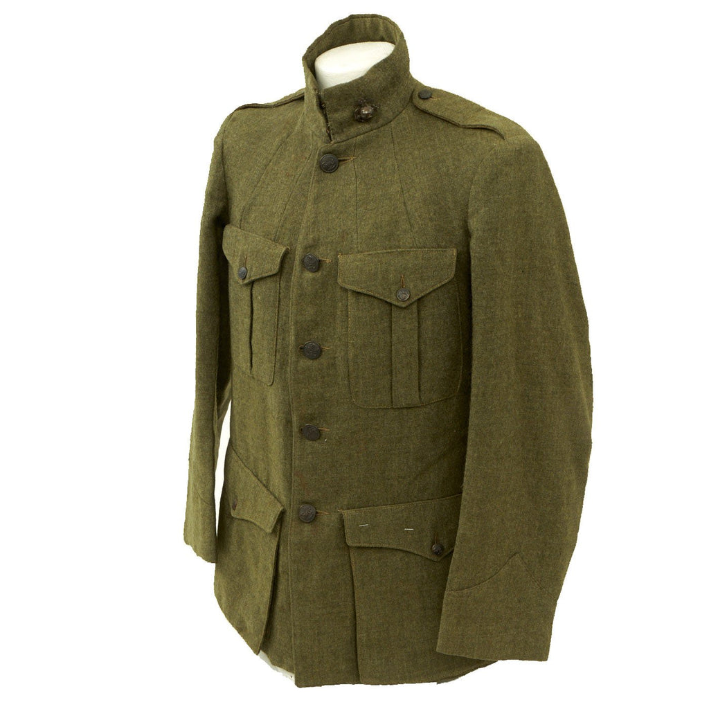 Original U.S. WWI Marine Corps M1917 Coat - Modified to Officer Model with Standing Collar Original Items