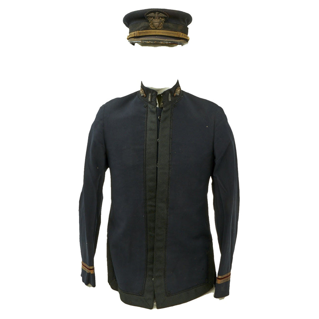 Original U.S. WWI Navy Named Medical Officer M1895 Pattern Undress Jacket with Forage Cap - Dated 1918 Original Items