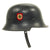 Original German WWII M34 Square Dip NSDAP Double Decal Civic Police Helmet - Excellent Condition Original Items