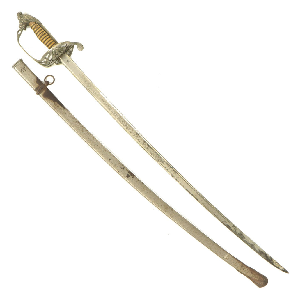 Original 19th Century Mexican Nickel Plated Officers Parade Sword made in Toledo Spain with Scabbard Original Items