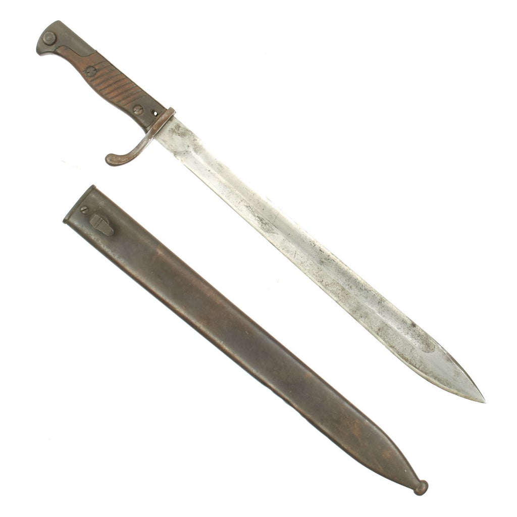 Original German WWI M1898/05 n/A Butcher Bayonet with Steel Scabbard by Mauser - Dated 1917 Original Items