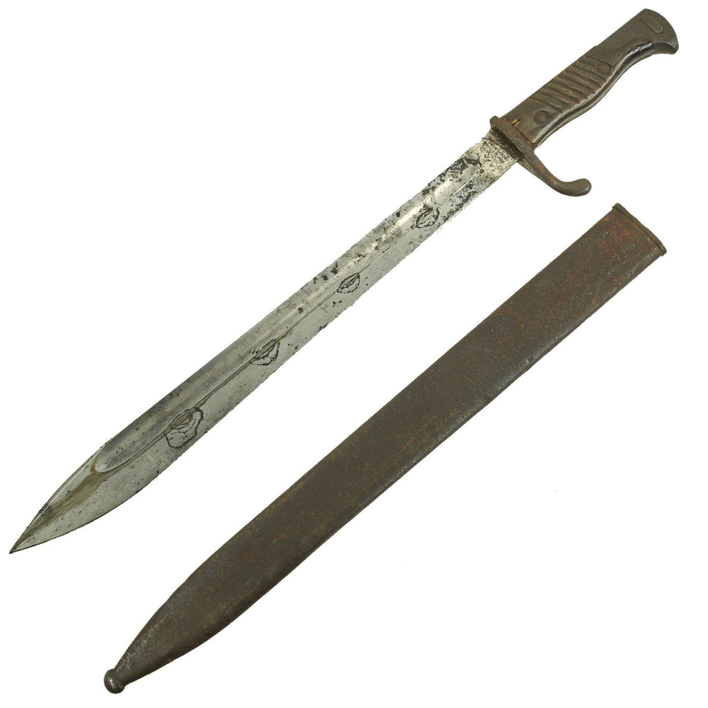 Original German WWI M1898/05 n/A Butcher Bayonet by Fichtel & Sachs with Bavarian Proof Mark & Scabbard Original Items