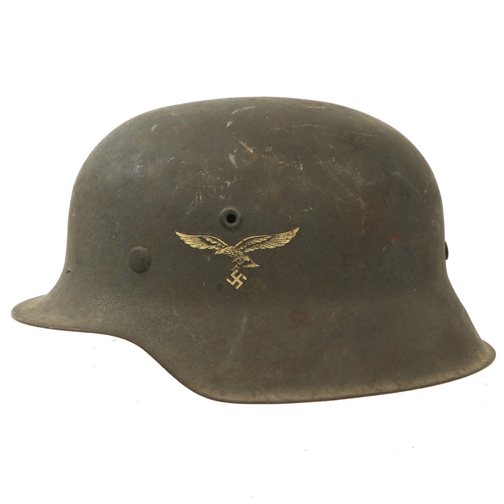 Original German WWII M42 Single Decal Luftwaffe Helmet with 59cm Liner - NS66 Original Items