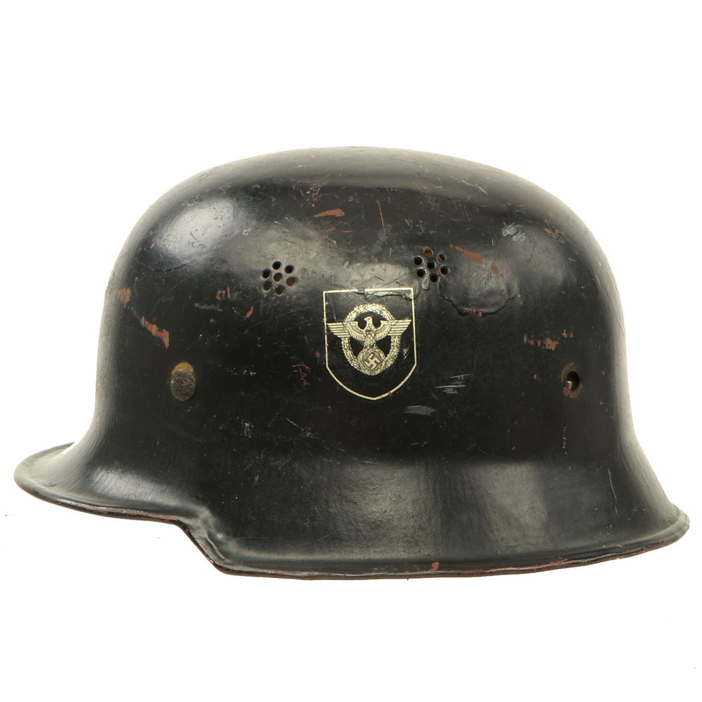 Original German WWII M34 Civic Square Dip NSDAP Double Decal Protection Police Steel Helmet Original Items