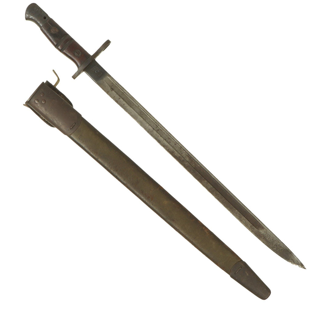 Original U.S. WWI M1917 Enfield Rifle Bayonet by Remington with 1st Pattern Maxim Scabbard by Jewell Original Items