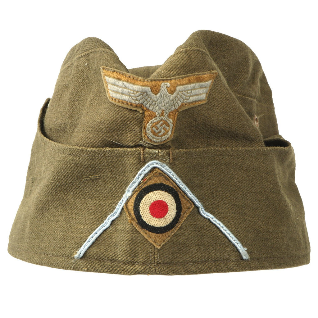 Original German WWII DAK Afrikakorps Transport EM-NCO M38 Overseas Cap by Hans Brandt - dated 1942 Original Items