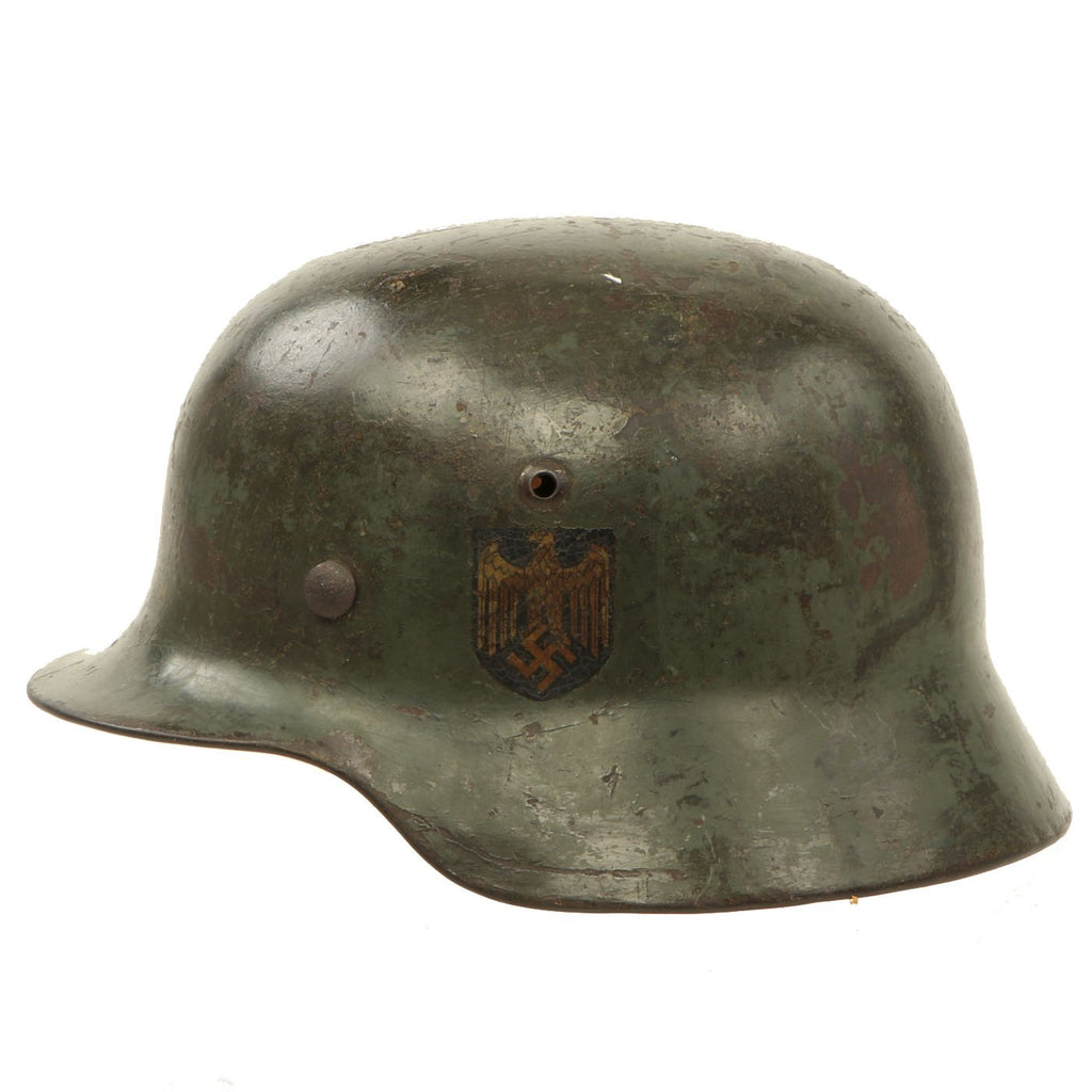 Original Rare German WWII Named Kriegsmarine Navy M35 Single Decal Steel Helmet with 56cm Liner - ET64 Original Items