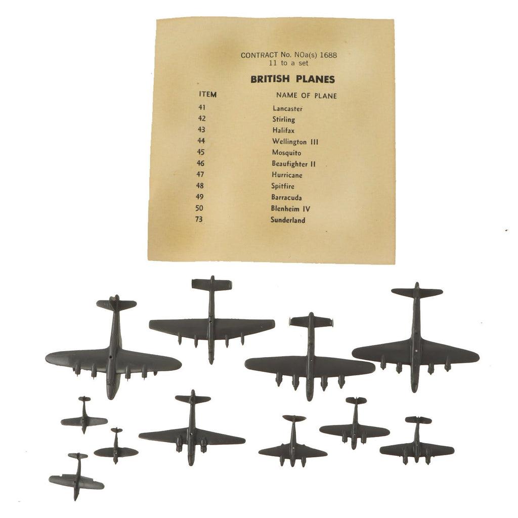 Original U.S. WWII Boxed Recognition Miniature Model British Airplane Set 1:432 Scale - 11 Planes - by Cruver Original Items