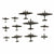 Original U.S. WWII Recognition Miniature Model Imperial Japanese Airplane Set 1:432 Scale - 12 Planes - by Cruver Original Items