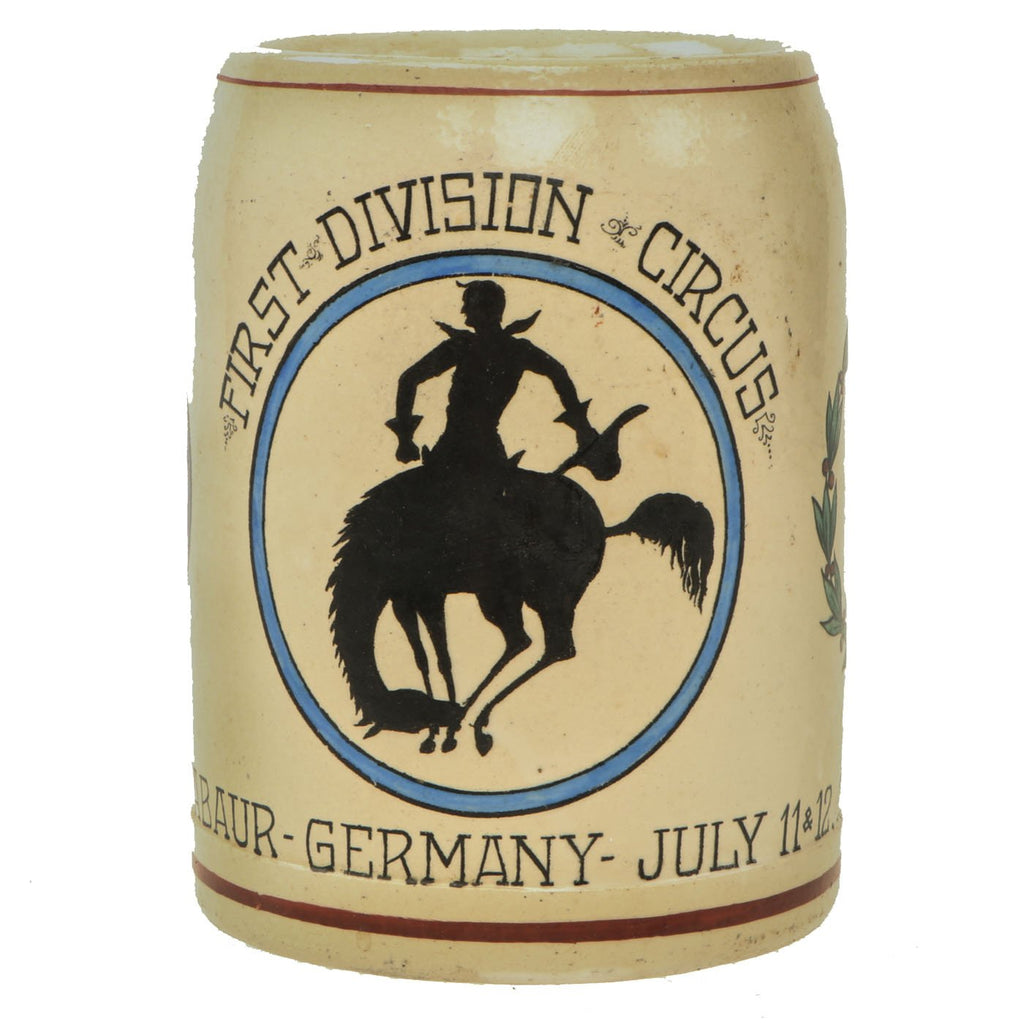Original U.S. Post WWI Third Army 1st Division Circus Commemorative German 0.4L Beer Stein Original Items