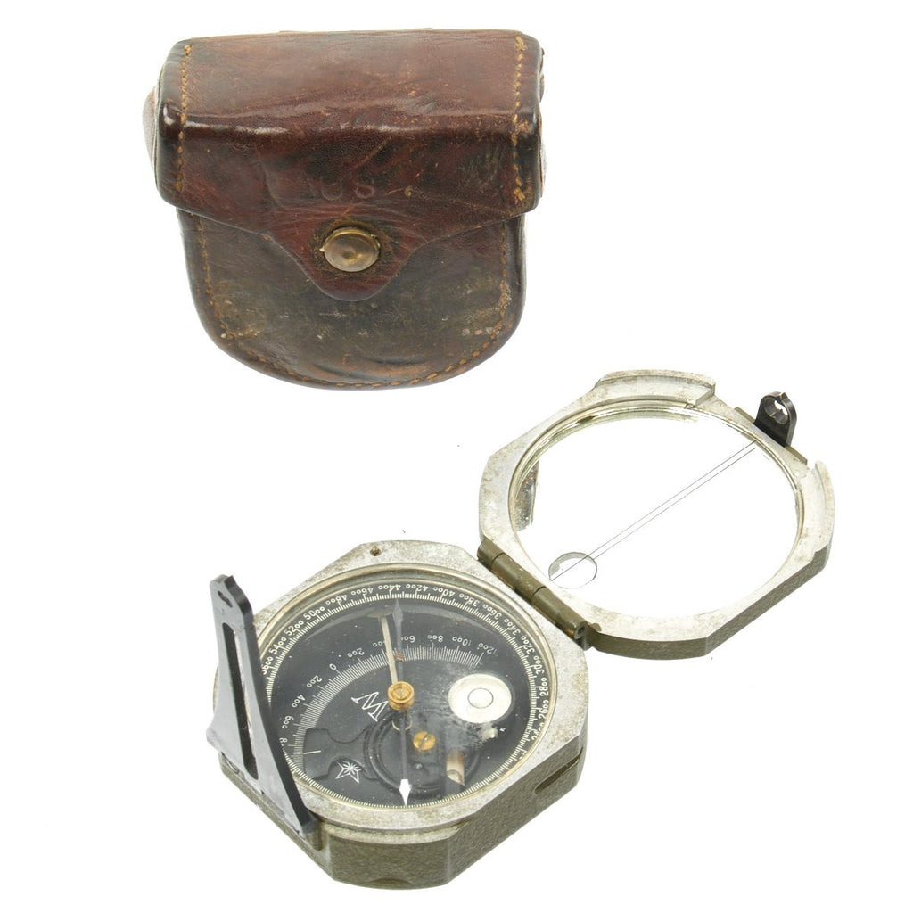 Original U.S. WWII M2 Artillery Compass with Leather Case Original Items
