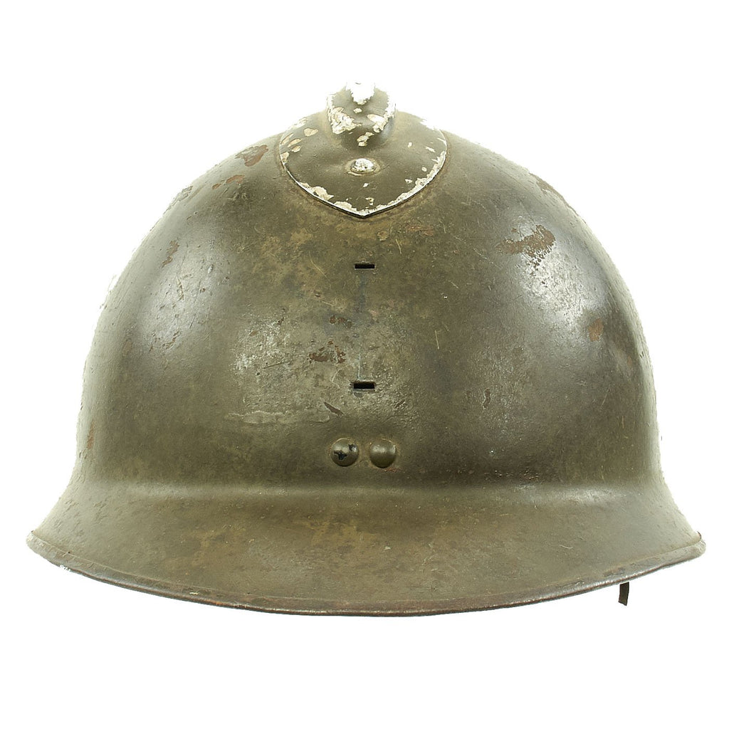 Original WWII French M1926 Adrian Helmet without Badge - Olive Green Original Items