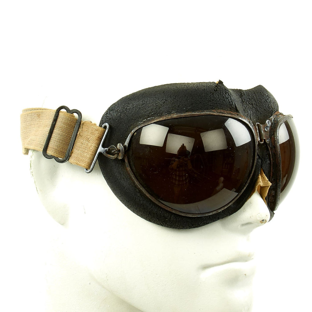 Original German Luftwaffe Flight Goggles with Large Tinted Lenses Original Items