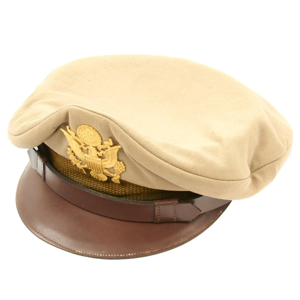 Original U.S. WWII USAAF Officer Khaki Crush Peaked Visor Cap - Size 7 Original Items