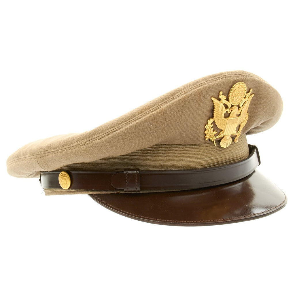 Original U.S. Korean War Army Officer Tropical Khaki Visor Cap by Philadelphia Uniform Co - dated 1951 Original Items