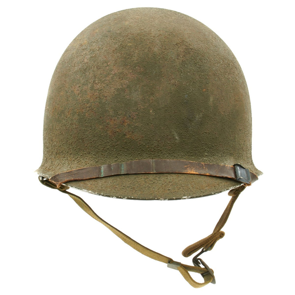 Original WWII 1941 M1 McCord Front Seam Fixed Bale Helmet with Westinghouse Liner Original Items