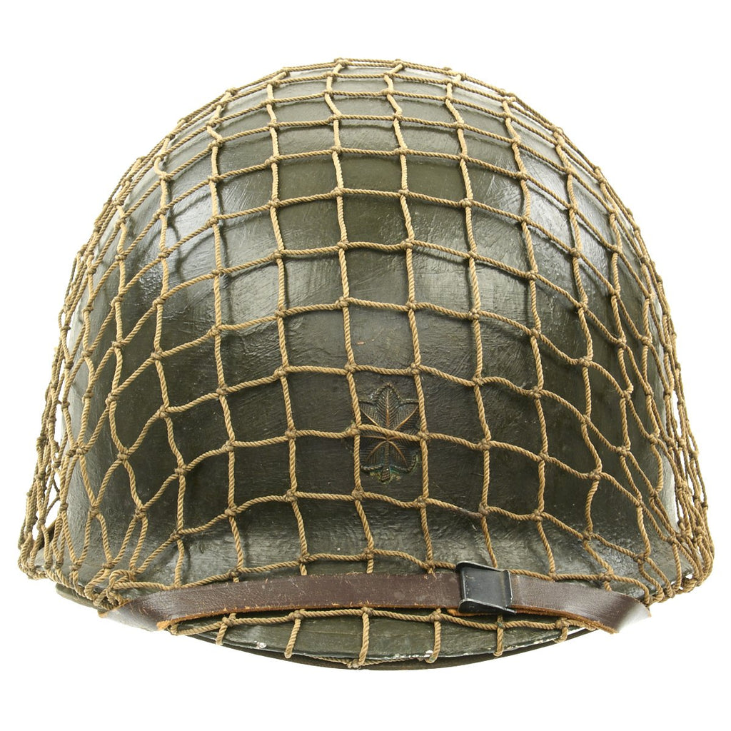 Original U.S. WWII Major M1 McCord Fixed Bale Front Seam Helmet with Westinghouse Liner Original Items