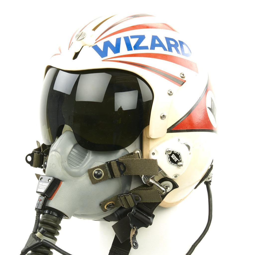 Original USN F-14 Tomcat Wizard HGU-33/P Flying Helmet with Control St – International Military Antiques Original USN F-14 Tomcat Wizard HGU-33/P Flying Helmet with Control St – International Military Antiques