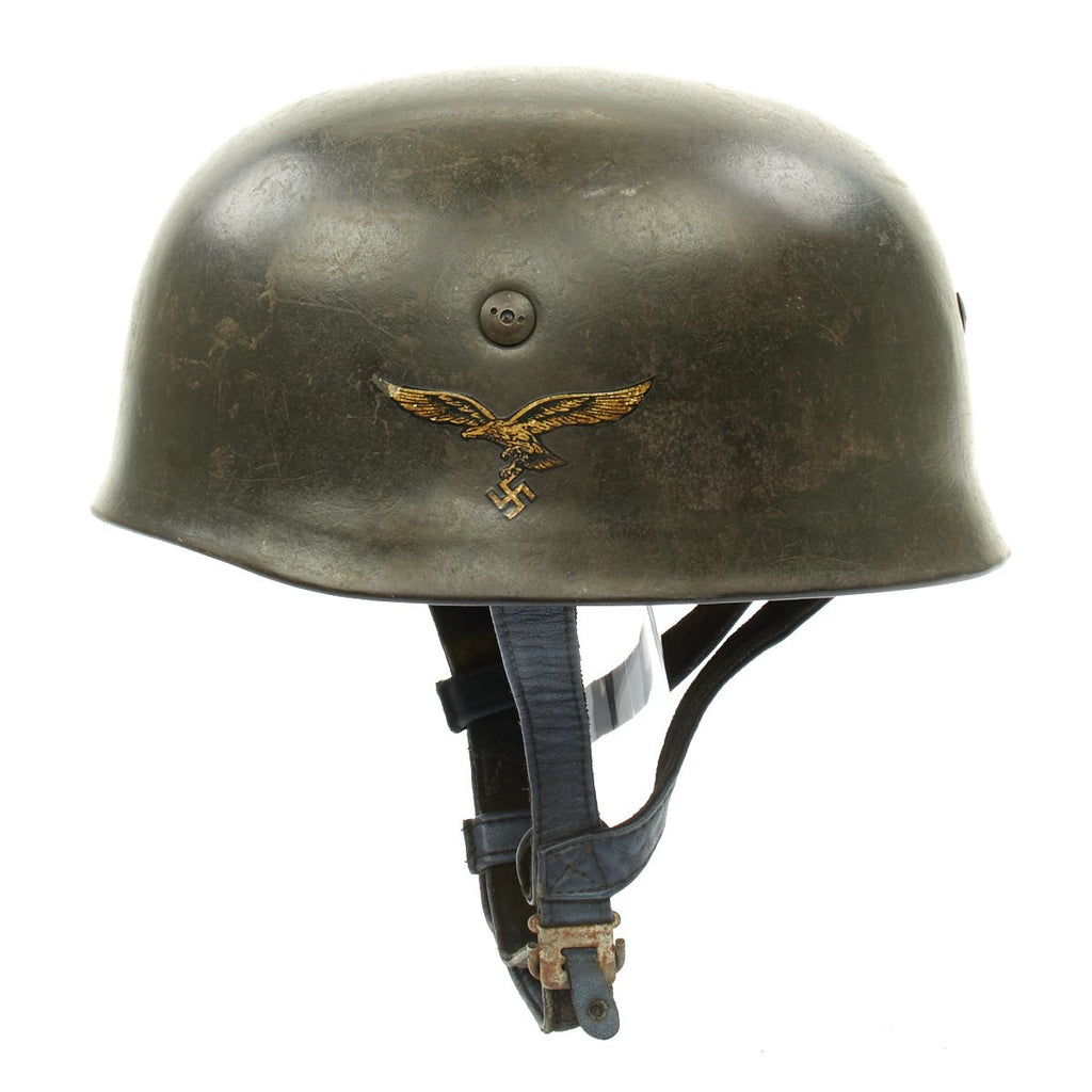 Original German WWII M38 Single Decal Luftwaffe Paratrooper Helmet - Restored Original Items