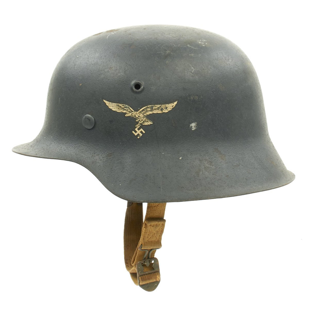 Original German WWII M42 Single Decal Luftwaffe Helmet - ET64 Original Items