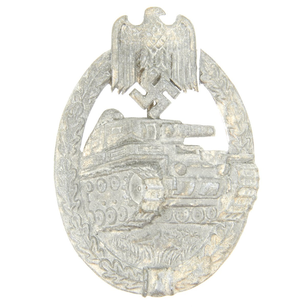 Original German WWII Panzer Assault Tank Badge Silver Grade with Hollow Back Original Items