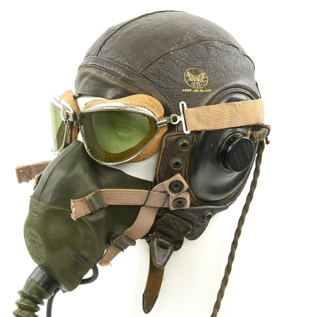 ww2 aviator goggles Original U.S. WWII Army Air Forces Aviator Flight Helmet Set
