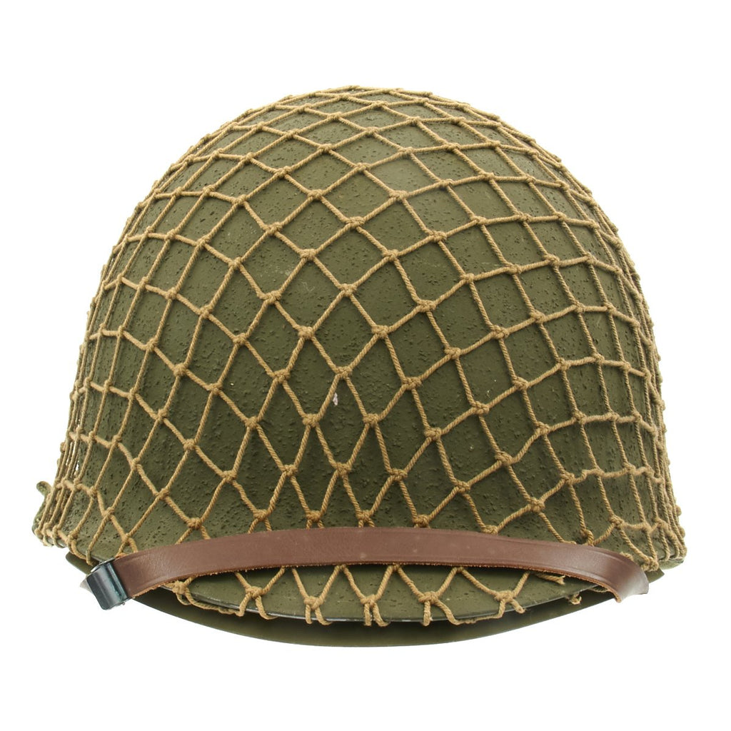 Original U.S. WWII 1944 M1 McCord Front Seam Helmet with CAPAC Liner and Net Original Items