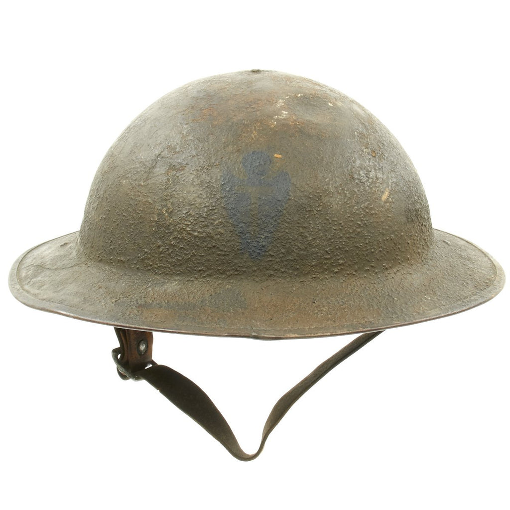 Original U.S. WWI 36th Infantry Arrowhead Division M1917 Doughboy Helmet Original Items