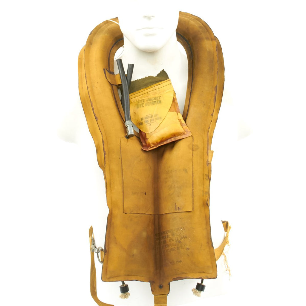 Original U.S. WWII USAAF Mae West Pneumatic Life Vest with Dye Marker - Dated April 28 1944 Original Items