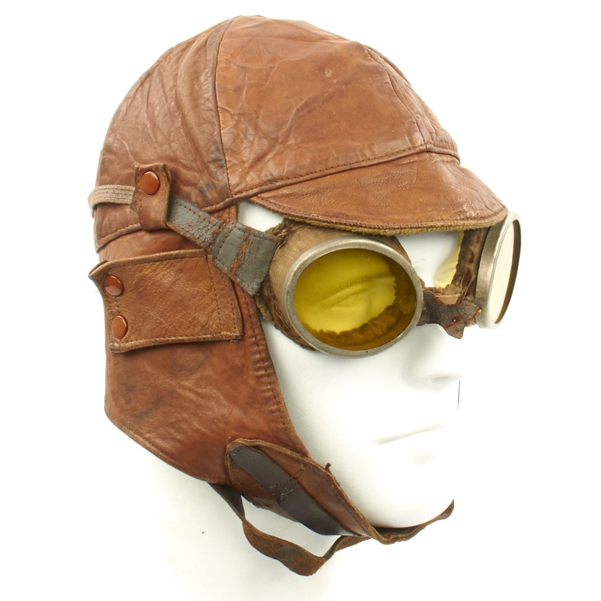 leather goggles Original U.S. WWI Aero Squadron Leather Flying Helmet with Goggles – International Military Antiques