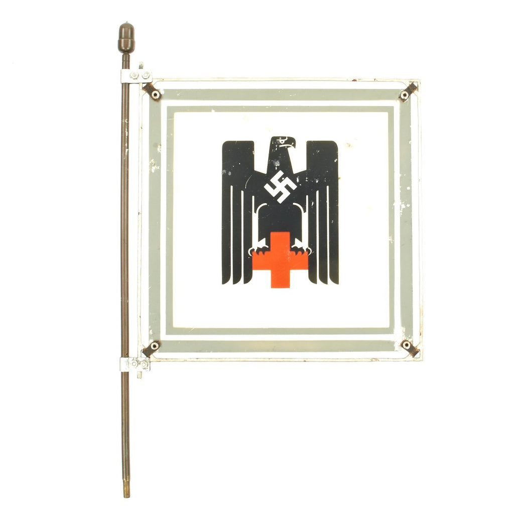 Original German WWII DRK Officer Vehicle Car Fender Pennant - Deutsches Rotes Kreuz Original Items