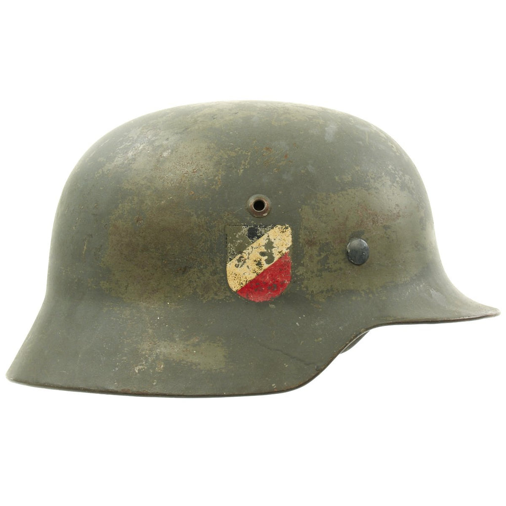 Original German WWII Army Heer M35 Double Decal Steel Helmet - ET64 Original Items