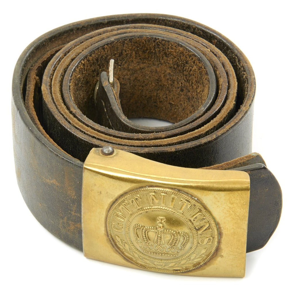 Original Imperial German WWI Prussian M1895 Belt with  Gott Mit Uns Brass Belt Buckle Original Items