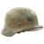 Original German WWII Overspray Textured Camouflage M35 Single Decal Army Helmet - ET62 Original Items