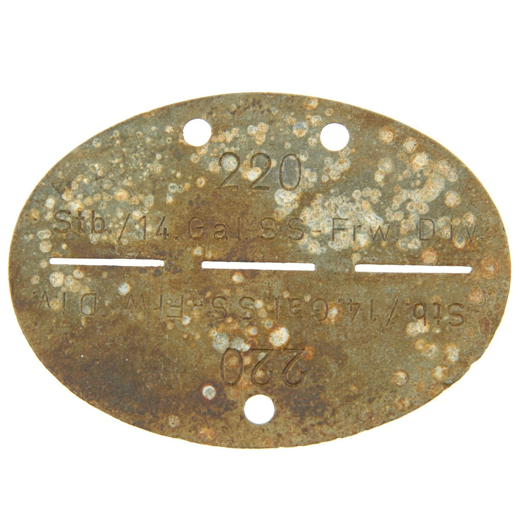 Original German WWII SS Identity Disc Dog Tag - 14th Waffen Grenadier 1st SS Galician Division - No. 220 Original Items