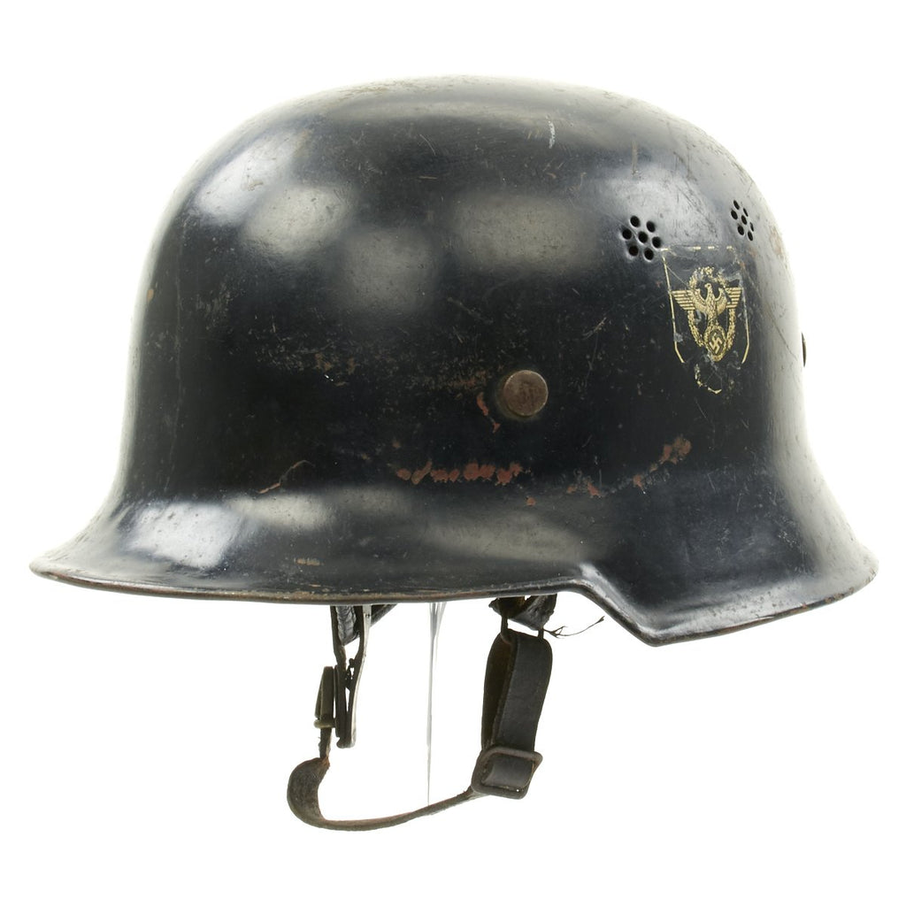 Original German WWII M34 Square Dip NSDAP Double Decal Civic Police Steel Helmet Original Items