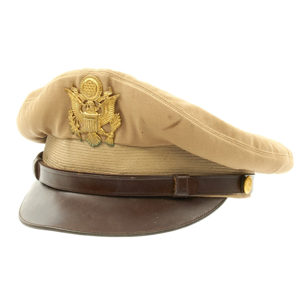 Original U.S. WWII USAAF Officer Khaki Crush Peaked Visor Cap - Size 7 1/4 Original Items