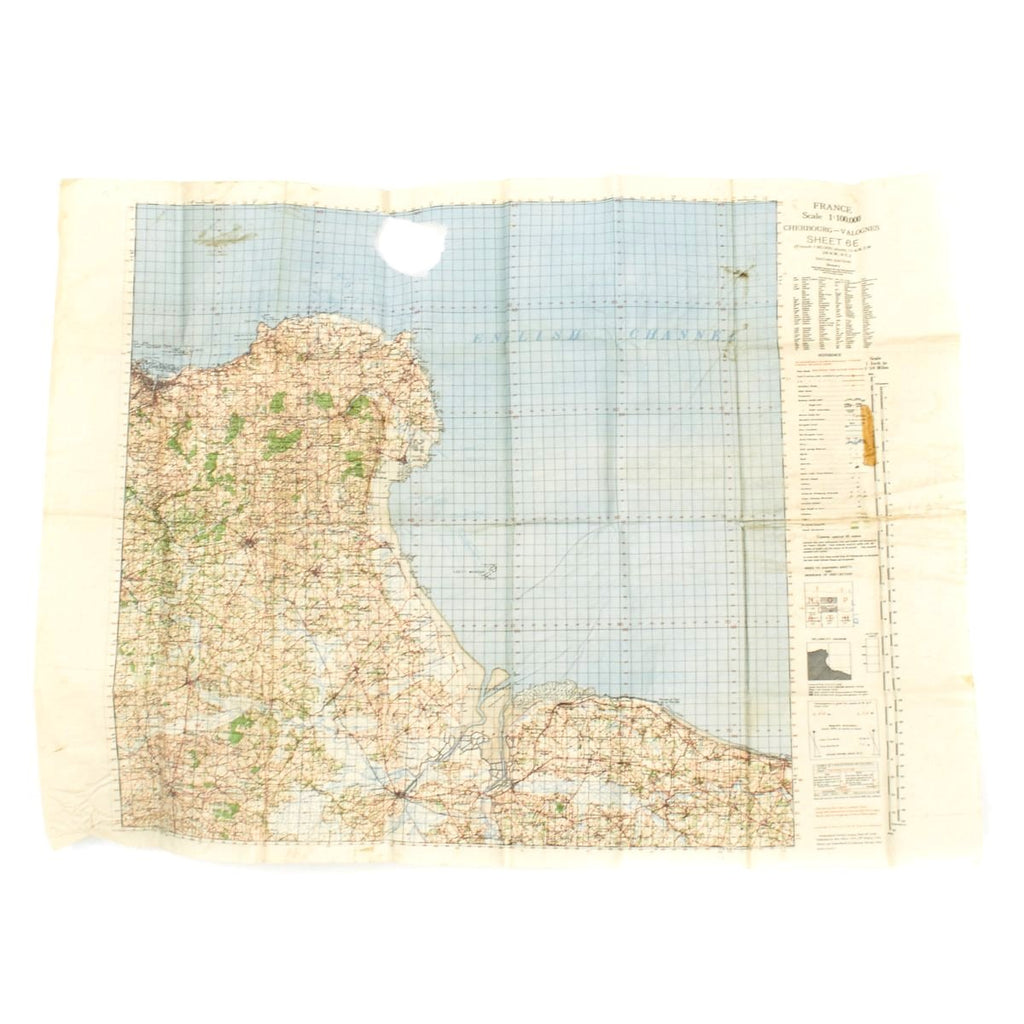 Original U.S. WWII D-Day Map of Normandy - Cherbourg and Valogres 1943 Original Items