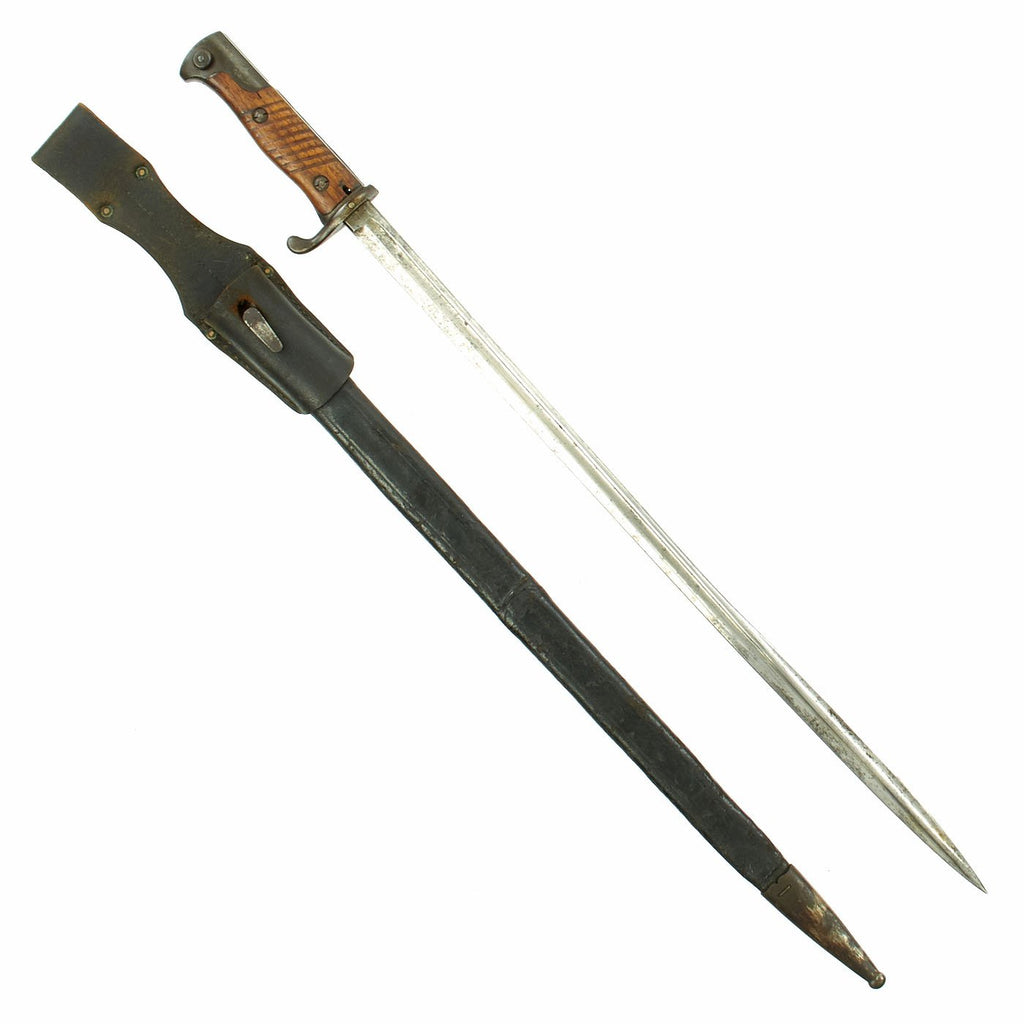 Original German WWI M1898 n/A GEW 98 Bayonet dated 1904 with Scabbard and Frog - Regiment Marked Original Items