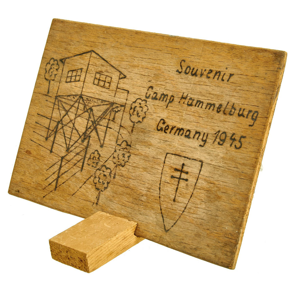 riginal WWII German POW Camp Hammelburg Oflag XIII-B Souvenir Wood Plaque - 79th Infantry Division Original Items
