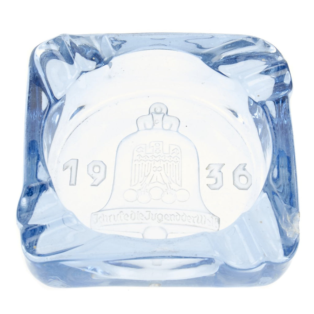 Original German WWII Berlin 1936 Olympic Games Official Souvenir Etched Glass Ashtray Original Items