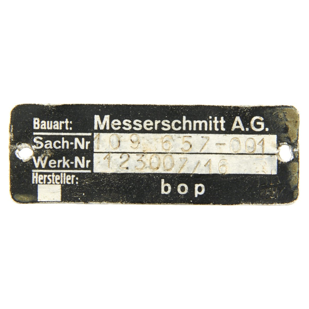 Original German WWII Luftwaffe Messerschmitt Bf 109 Data Plate Me 109 Original Items