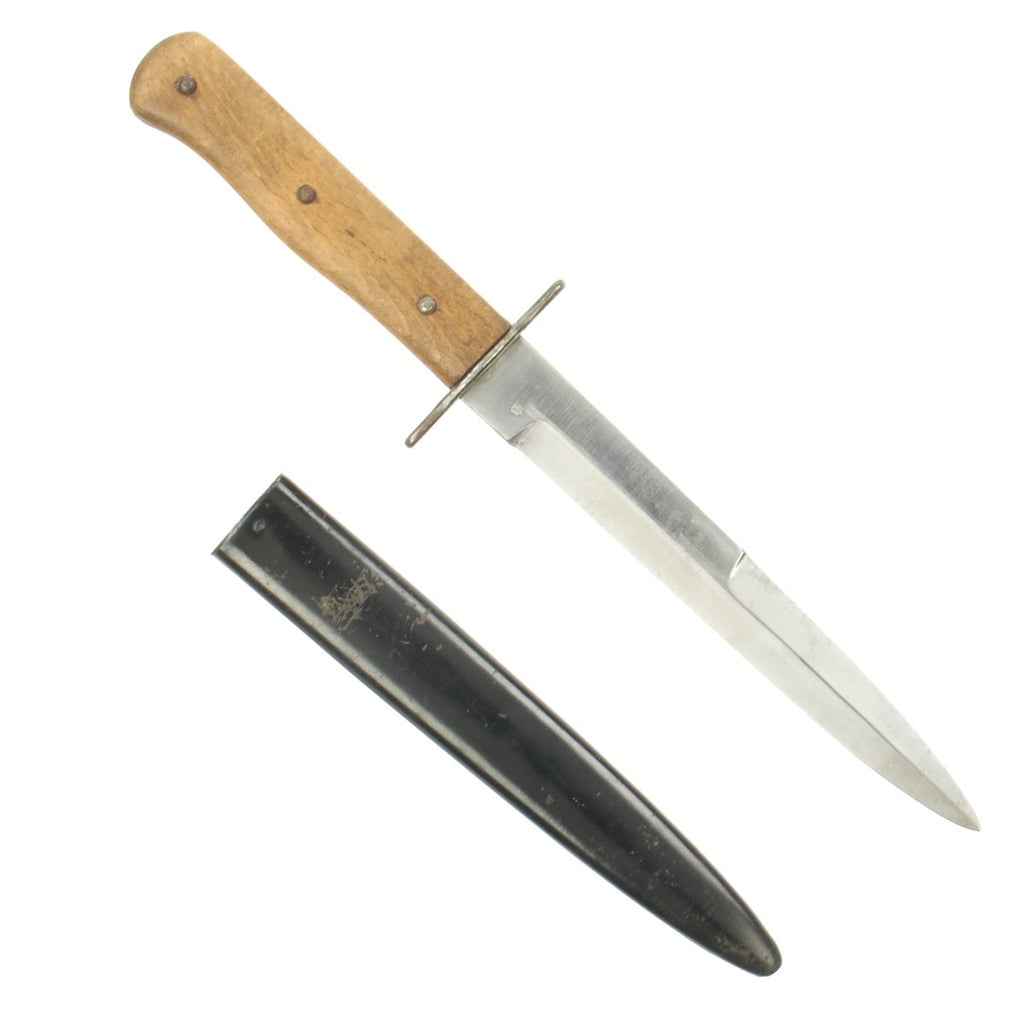 Original German WWII Luftwaffe Fallschirmjäger Fighting Knife with Scabbard - Weimar Eagle 6 Marked Original Items