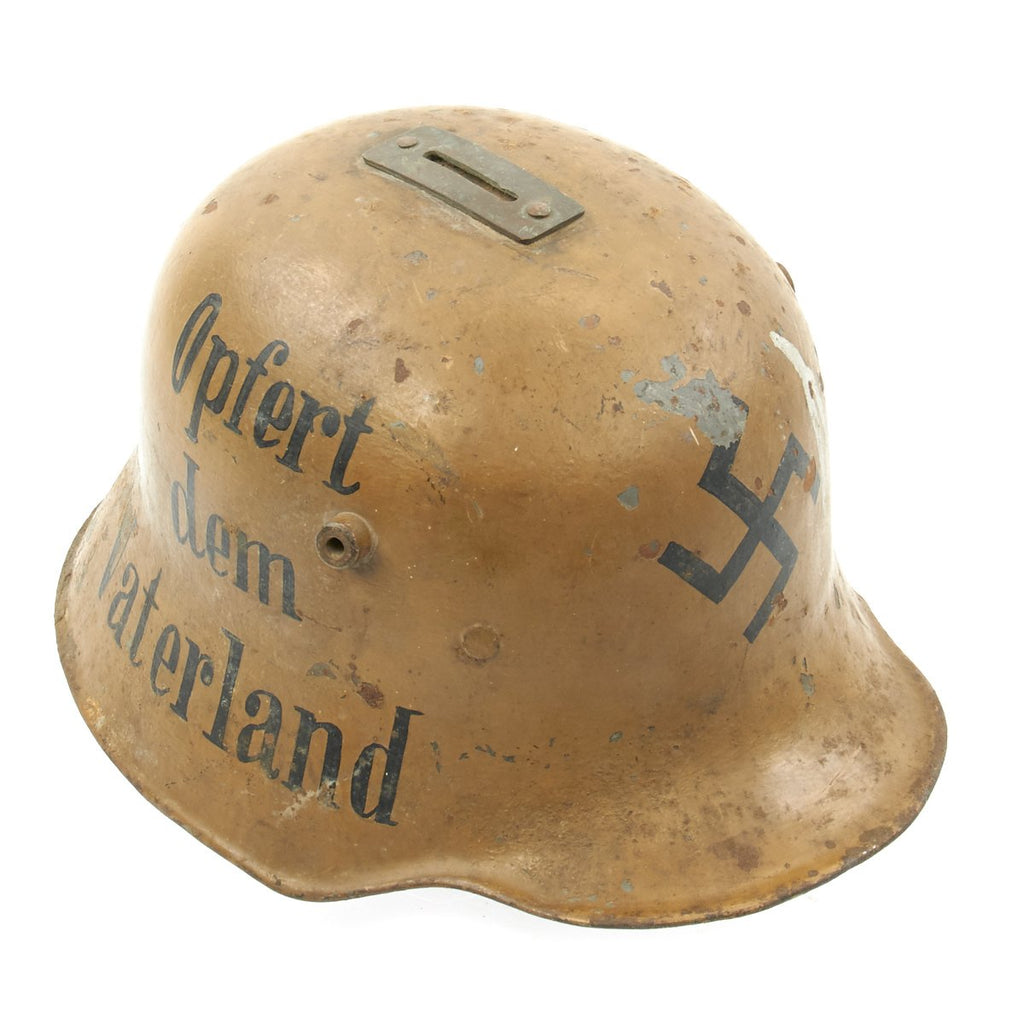 Original German WWI M16 Helmet Donation Bank for The Thrid Reich Original Items