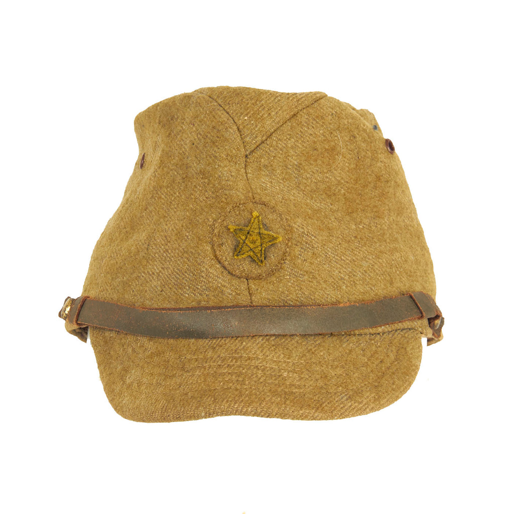 Original Japanese WWII Officer Wool Forage Cap with Kanji Ink Stamps Original Items