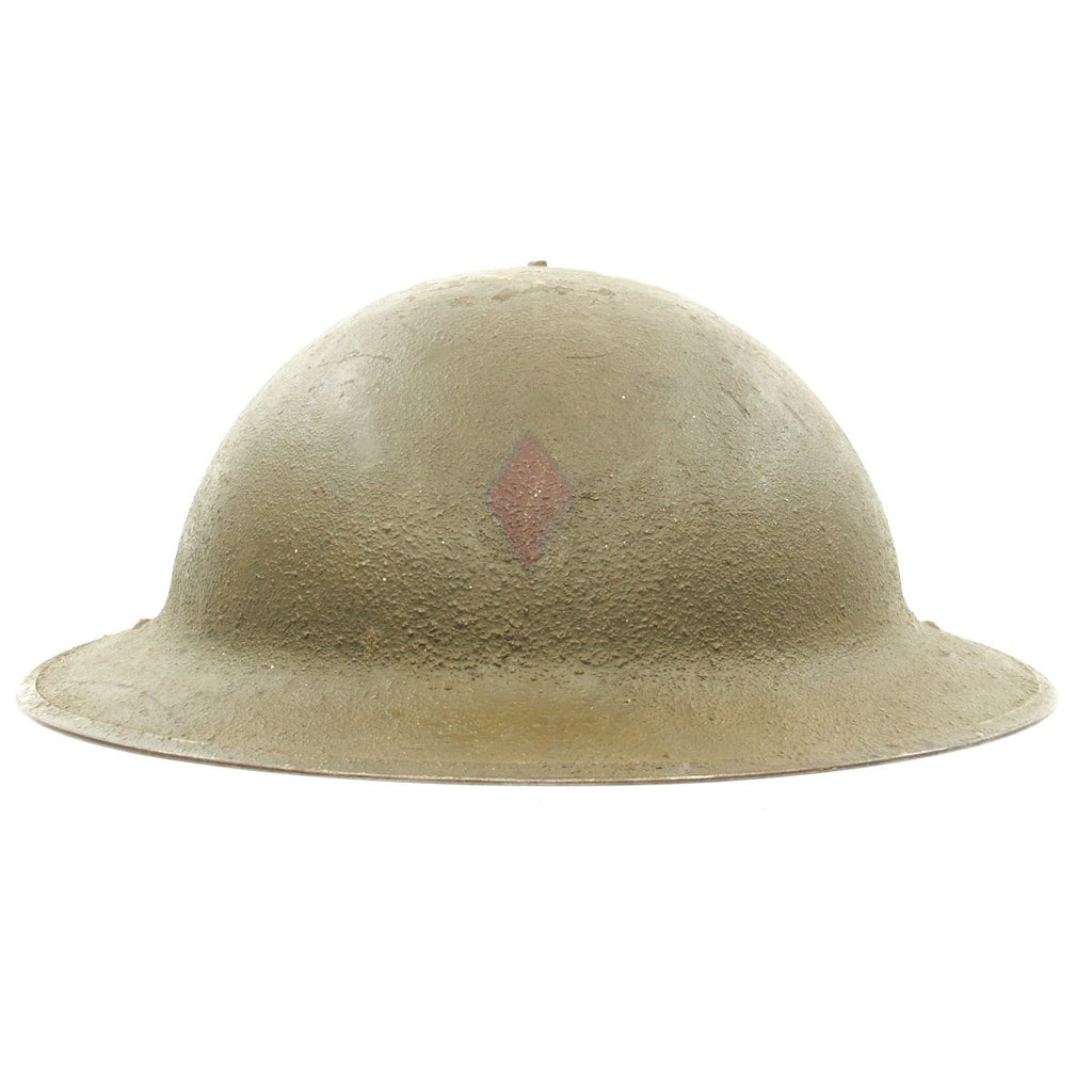 Original U.S. WWI M1917 5th Infantry Division Doughboy Helmet with Textured Paint - Red Diamond Original Items