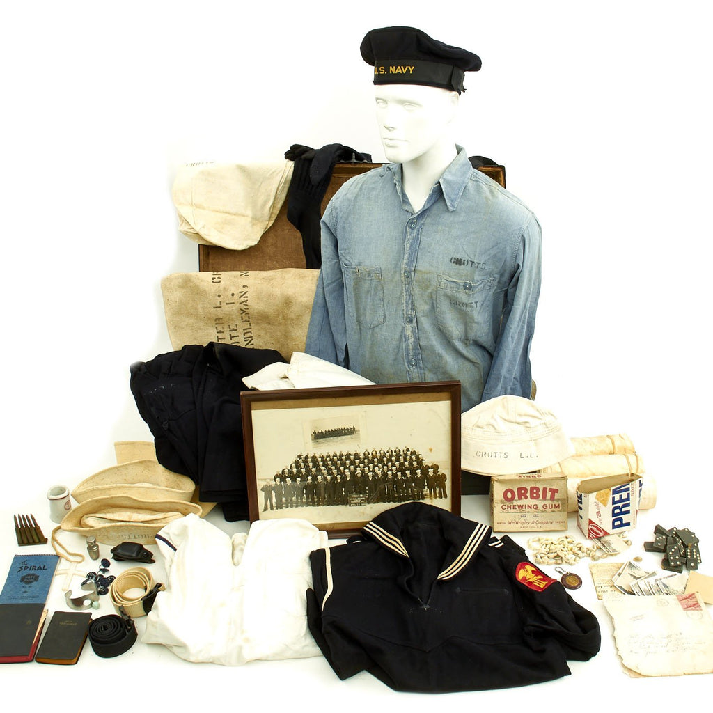 Original U.S. WWII U.S.S. Sheridan APA-51 Named Seaman Grouping - Seaman 2nd Class Lester Lee Crotts Original Items